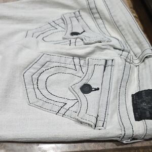 Men's White Jeans with Black Stitching